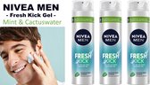NIVEA MEN Fresh Kick Shaving Gel - Pack économique 3 x 200 ml