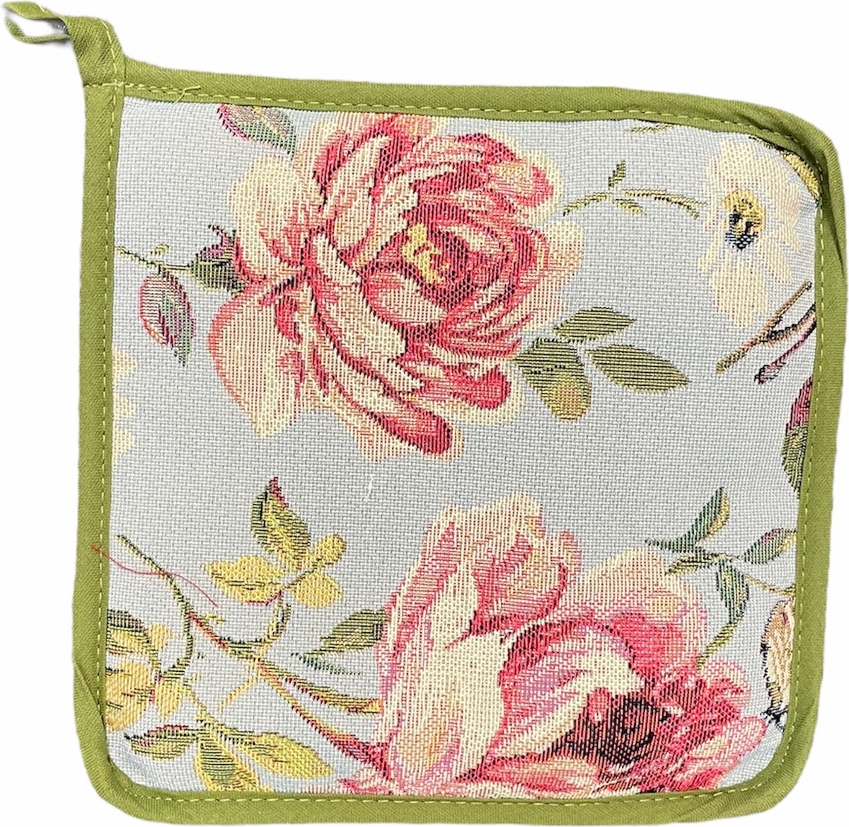 Pannenlap - luxe gobelinstof - Aiden Garden Blauw All - Rozen - 20 x 20 cm