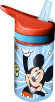 Disney Mickey Mouse drinkfles/drinkbeker/bidon met drinktuitje - blauw - kunststof - 400 ml