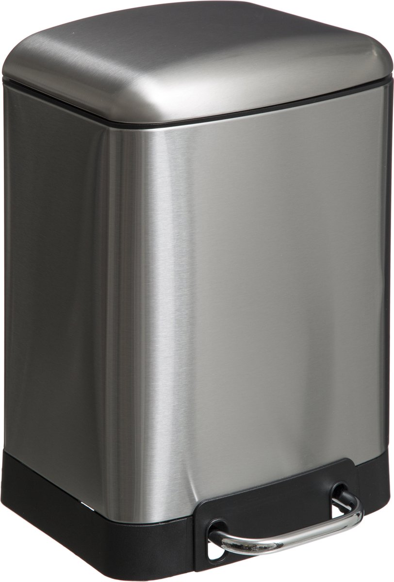 Goedkoopste 5Five Prullenbak/pedaalemmer - zilver - metaal - 6 liter - 23 x 22 x 32 cm - toilet/badkamer