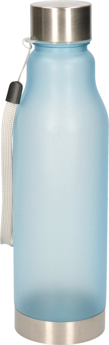Waterfles/drinkfles/sportfles - lichtblauw - kunststof/rvs - 600 ml