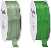 Glorex hobby - Ruban décoratif décoratif pour emballage cadeau en satin - 2 nuances de vert - 25 mètres x 1 cm