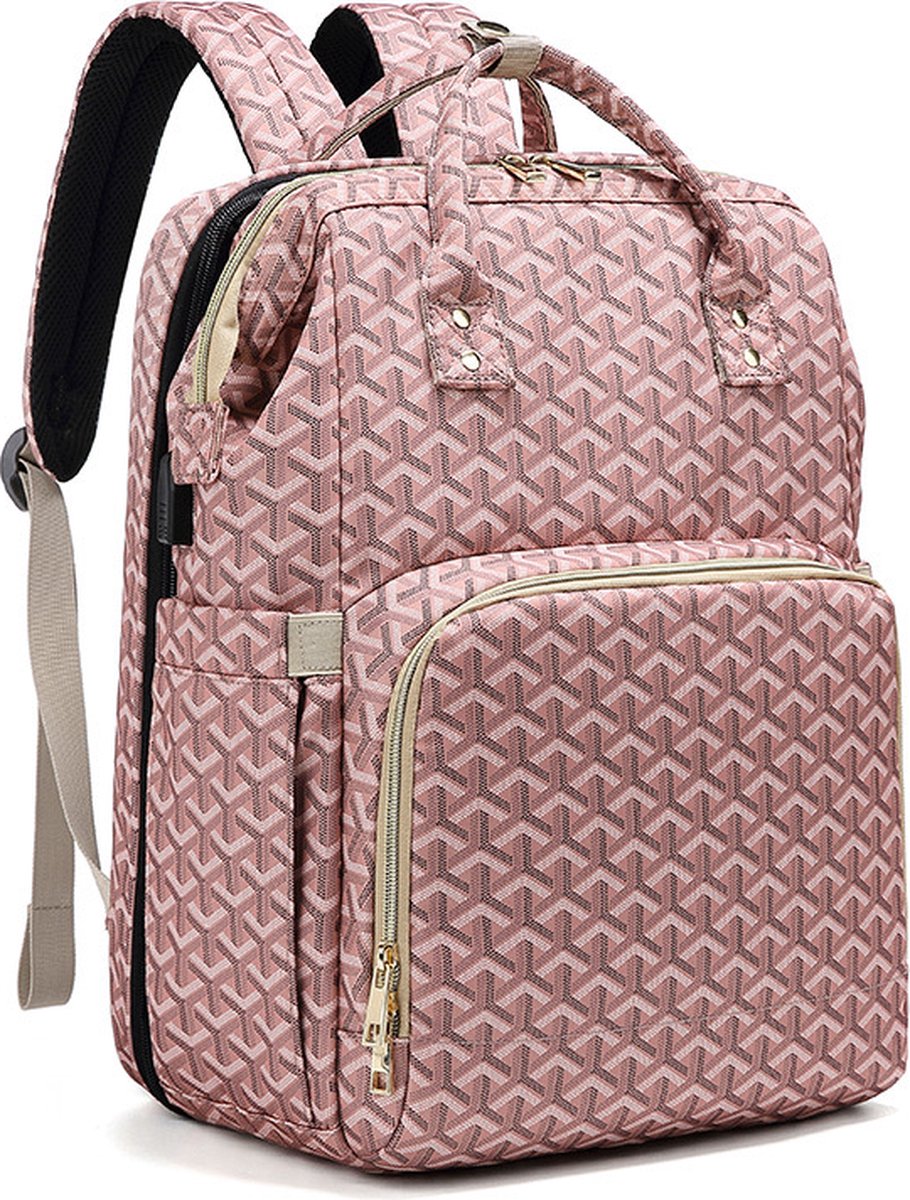 RAMBUX Luiertas Rugzak Verschoonmatje Geo Roze Luiertas RAMBUX Luiertas Rugzak Verschoonmatje Geo Roze Luiertas