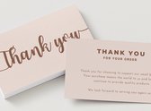 Cartes de remerciement - Set de cartes de remerciement élégantes - parfaites pour votre entreprise - Cartes de remerciement personnelles pour les clients - Donnez à votre entreprise une touche personnelle - 85 x 55 mm - 100 pièces