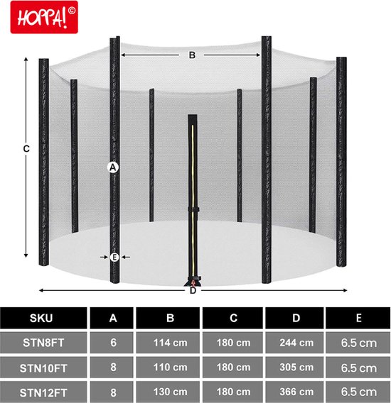 Springos Filet de sécurité pour trampoline de 305 cm et de 6 poteaux Springos Filet de sécurité pour trampoline de 305 cm et de 6 poteaux