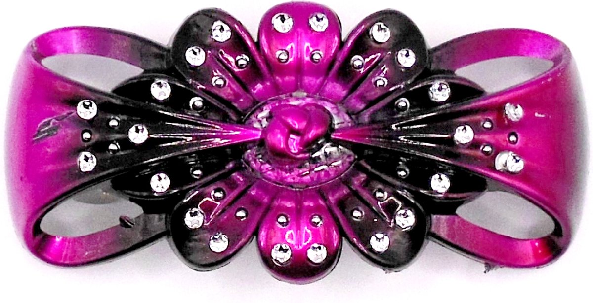 Patentspeld roze strik met strass punten