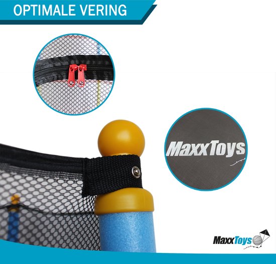 Maxx Trampoline - Trampoline met Veiligheidsnet - Kindertrampoline - Trampolines -Ø 140cm - Rood/Blauw - MaxxToys