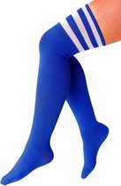 Cheerleader Kousen Blauw Met Witte Strepen - Roze Kniekousen - Cheerleader Sokken - Lange Sokken - Cheerleader Kostuum Dames - Carnavalskleding - One Size