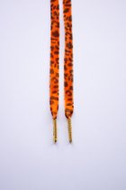 Schoenveters plat - oranje met luipaardprint velvet - 120cm veters voor wandelschoenen, werkschoenen en meer