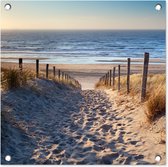 Tuinposter strand en duinen - Tuindecoratie zee - 50x50 cm - Tuinschilderij voor buiten natuur - Tuindoek zomer - Wanddecoratie - Schuttingdoek - Balkon decoratie - Muurdecoratie - Buitenschilderijen voor in de tuin