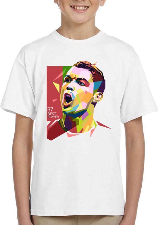 Cristiano Ronaldo - Kinder T-Shirt - Wit - Maat 152 / 164 - T-Shirt  leeftijd 12 tot 14... | bol.com
