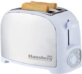 Hausberg HB-190AB - Grille-pain - 7 niveaux de chaleur - 2 fentes Extra larges - 750W - Fonction réchauffage et décongélation - Wit