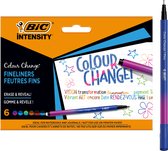 BIC Intensity Color Change - Changez de couleur avec les Feutres Fineliner avec Gum - 6 pièces - Couleurs Diverse
