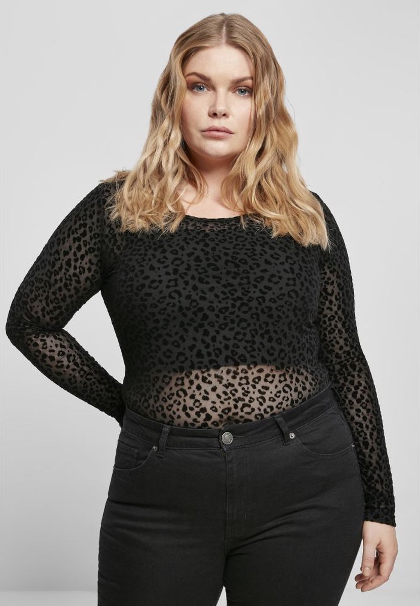 Urban Classics Flock Lace Bodysuit Doorschijnende top 3XL Zwart