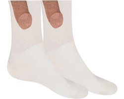 Piemel sokken - Grappige sokken - Funny socks - Grappige cadeaus - Heren - Dames - Middelhoog - Katoen - wit - One-size