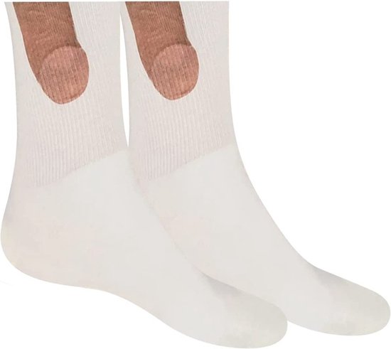 Dick Socks - Chaussettes drôles - Chaussettes Funny - Cadeaux drôles - Hommes - Femmes - Moyen haut - Katoen - Blanc - Taille unique