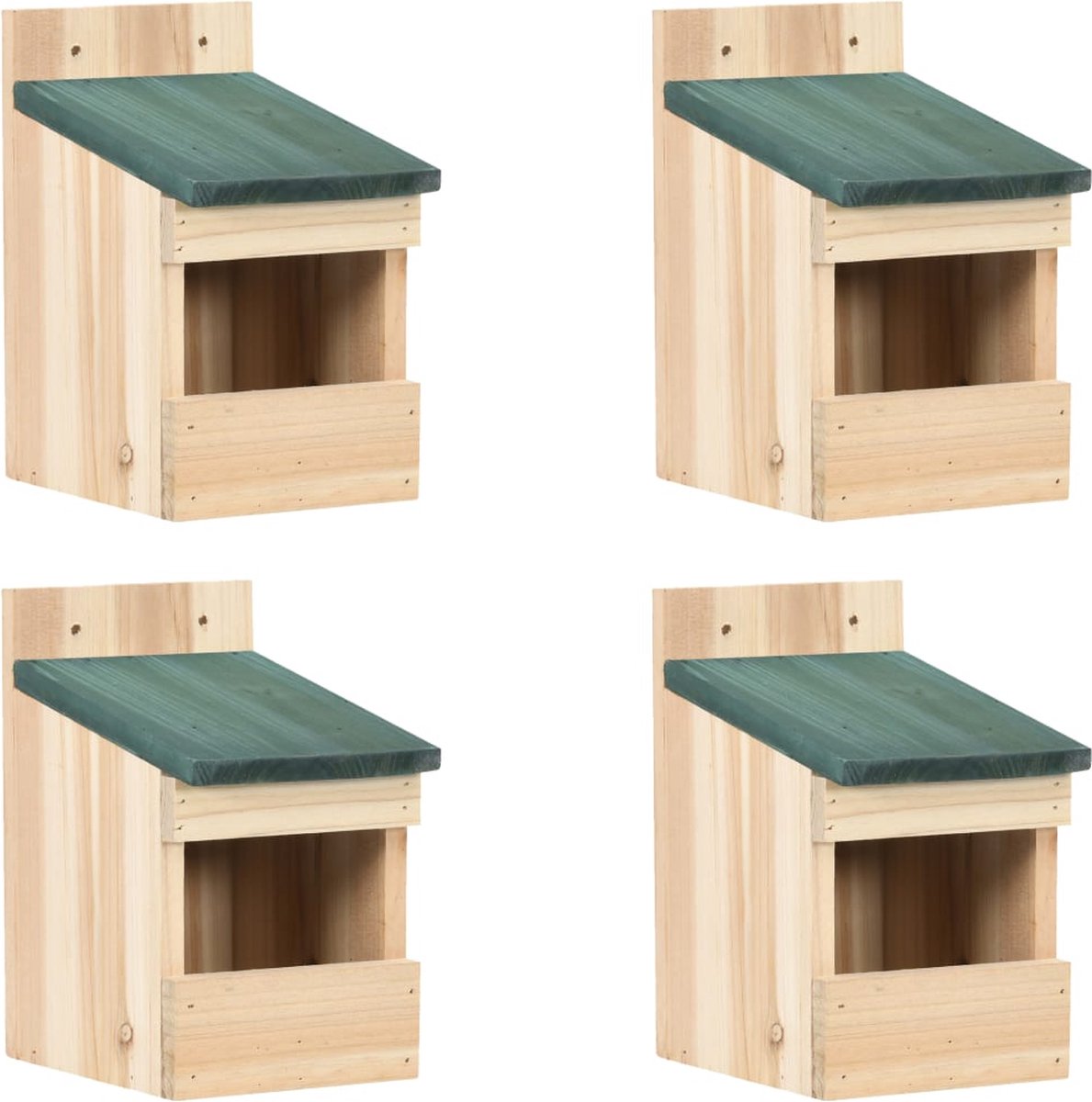Vogelhuisjes 4 st 12x16x20 cm vurenhout