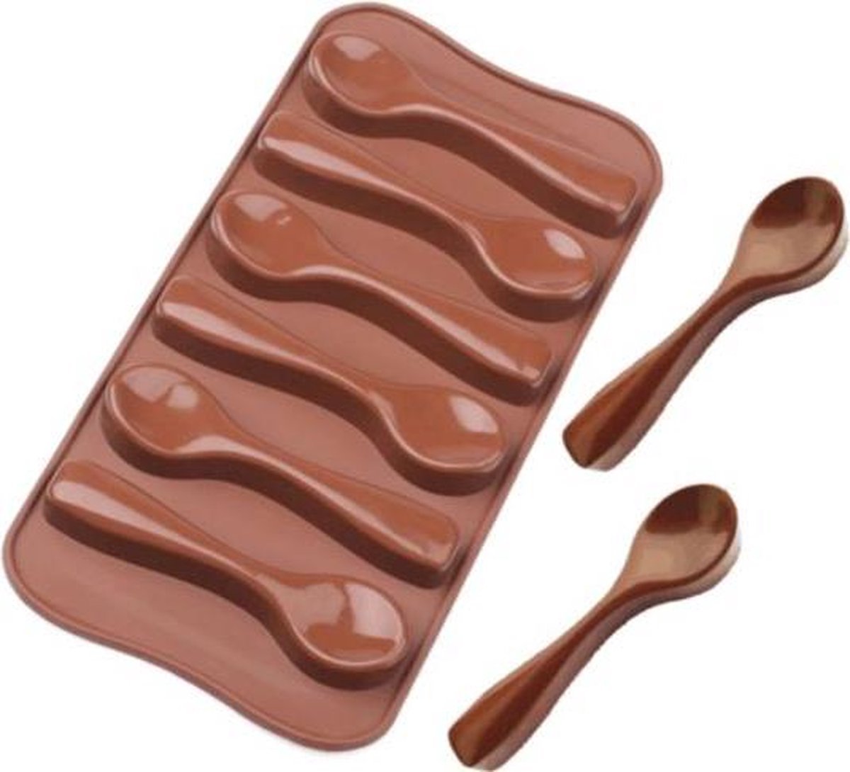 Akyol - Chocolade Lepel - siliconen vorm voor ijsblokjes chocolade fondant - Bakken - Keukenaccessoires -siliconen chocolade lepel- - Koken - Chef - Taarten - Cadeau - Chocolate spoon