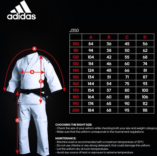 Judopak Adidas voor beginners & kinderen | J350 | wit-oranje (Maat: 110) - adidas