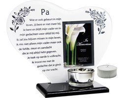 Waxinehouder In Memoriam met gedicht Pa ,Fotolijst In Memoriam, In Memoriam, overlijden,overleden,herdenken,