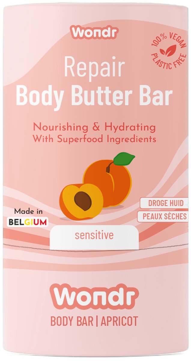 WONDR repair body butter stick - Abrikoos - Droge tot normale huid - Sensitive - Verzachtend en verzorgend - Solid Bodycrème - 46g