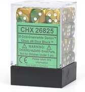 Chessex 36 x D6 Set Gemini 12mm - Gold-Green/White