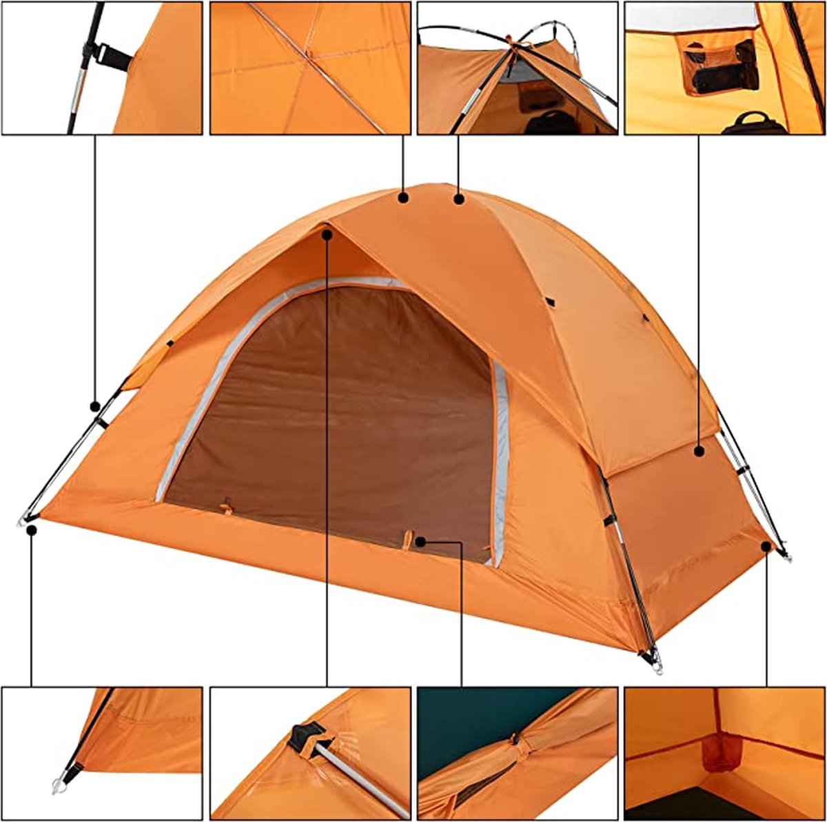 Honseadek Une solution de camping légère et indispensable associée à un sac d'abri facile à transporter, tente de camping légère pour 2 personnes (vert kaki