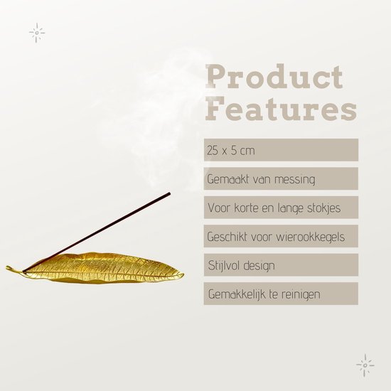 a sunny day wierook houder - wierookhouder - messing - goudkleurig - wierookhouder plankje - wierook en wierookkegels - wierook brander - meditatie - aromatherapie - rituelen - 25 x 5 cm - geurloos
