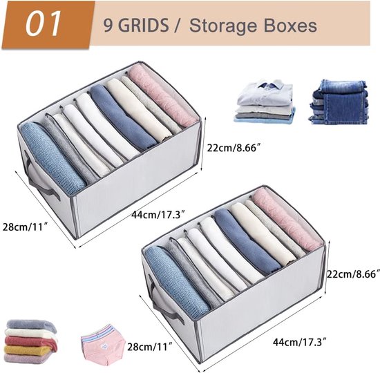 A.K.A. Kleding broeken lade organizer set van 2 - jeans opbergbox kast