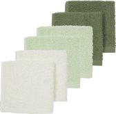 Meyco Bébé Uni lingettes buccales - pack de 6 - tissu éponge - blanc cassé/vert soft /vert forêt - 30x30cm