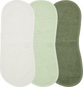 Meyco Bébé Uni bavoir - pack de 3 - tissu éponge - blanc cassé/vert soft /vert forêt - 53x20cm