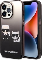Karl Lagerfeld Transparant & Zwart Polycarbonaat/TPU Telefoonhoesje voor Apple iPhone 14 Pro - Bescherming van Telefoon