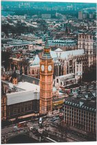 Vlag - Big Ben met Andere Gebouwen in Londen, Engeland - 50x75 cm Foto op Polyester Vlag