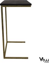 Vtw Living - Bijzettafel van Mangohout - Zwart - Goud - 65 cm