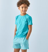 Little Label Pyjama Jongens Maat 110-116/6Y - aqua blauw - print - Shortama - Zachte BIO Katoen