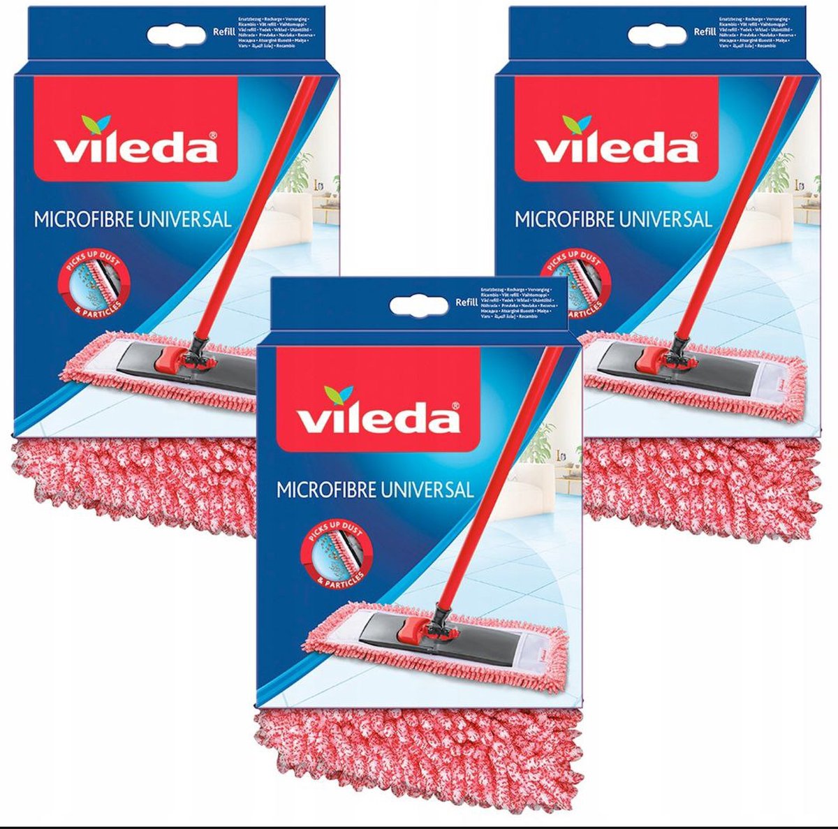 Vadrouille plate microfibre avec manche Vileda Chenille 3D