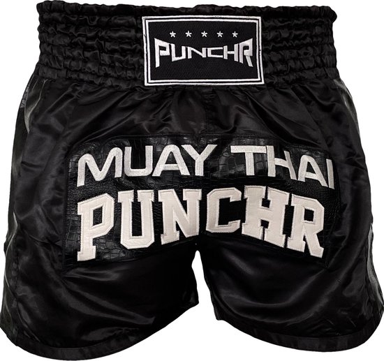 PunchR™ Muay Thai Short Crocodile Zwart Wit maat XS