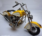 Denza - Blikken motor Harley Davidson model geel - lengte 49 cm - deco -4500