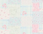 PATCHWORK BLOEMEN BEHANG | Landelijk - blauw roze wit groen - A.S. Création Maison Charme