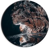Dibond Muurcirkel - Bruin met Zwarte Grotten - 20x20 cm Foto op Aluminium Muurcirkel (met ophangsysteem)