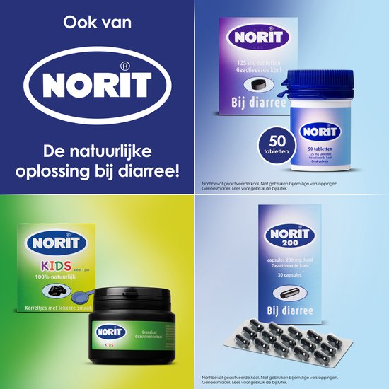 Norit Diarreeremmer 125mg - 1 x 180 tabletten - Norit