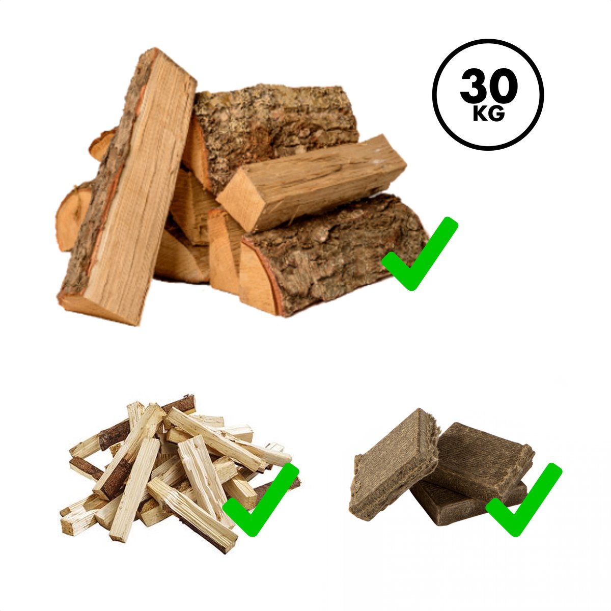 30 Kg Brandhout Grenen - Haardhout Aanmaakhout Grillhout Lengte 5-20 Cm Droog