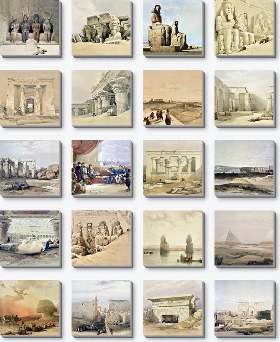 Egypte rond 1838 | 20 canvas fototegels 20x20cm | nagelloos makkelijk ophangen
