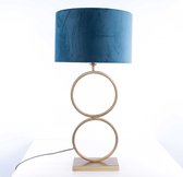 Tafellamp capri 2 ringen | 1 lichts | blauw / bruin | metaal / stof | Ø 40 cm | 82 cm hoog | tafellamp | modern / sfeervol / klassiek design