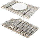 Set van 8 Placemats Veeg Schoon Vinyl PVC Hittebestendige Placemats voor Keukentafel 30*45cm Beige