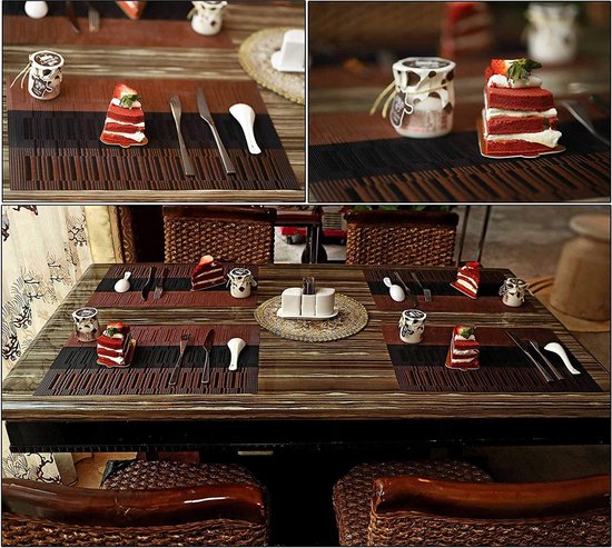 Placemats PU-lederen placemats, wasbare hittebestendige tafelmatten, set van 6, antislip, voor eetkamer, keuken, ovaal, bruin Placemats PU-lederen placemats, wasbare hittebestendige tafelmatten, set van 6, antislip, voor eetkamer, keuken, ovaal, bruin