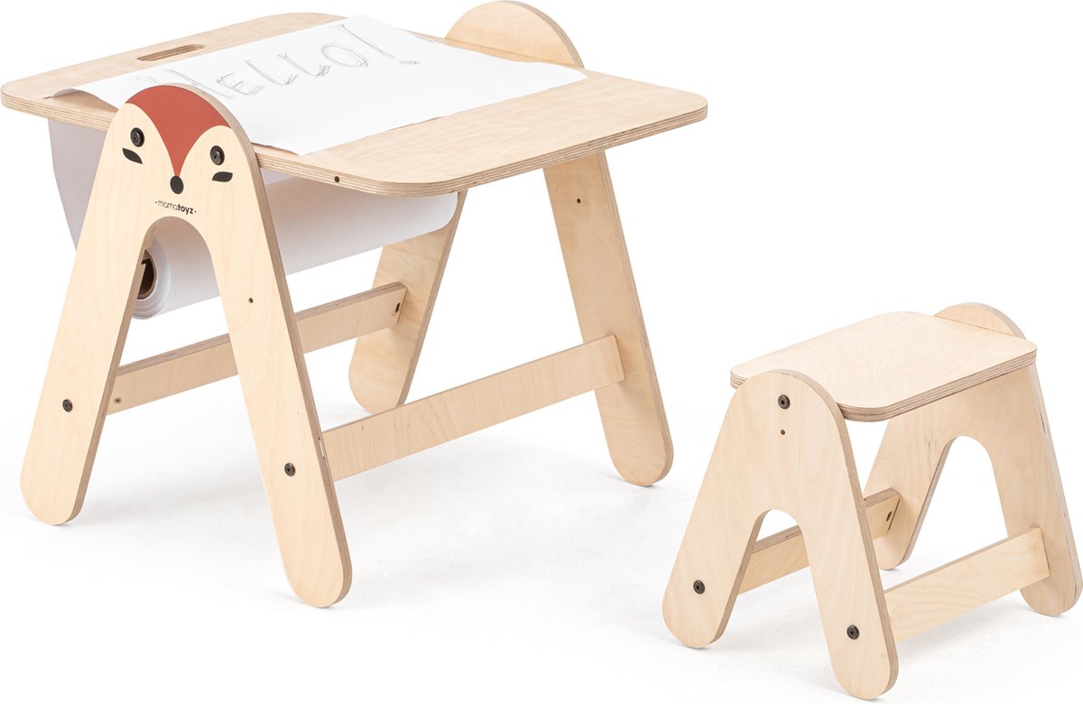 Mamatoyz Fox Houten 2-in-1 activiteiten tafel/Schrijfbord - 43x60x78cm - Beige