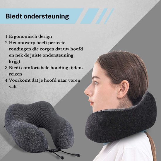 Nekkussen Reiskussen voor Vliegtuig en Auto Ergonomisch Memory Foam Incl.... bol