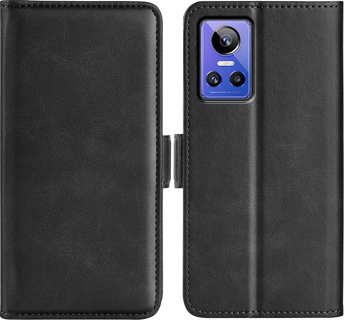 Mobigear Telefoonhoesje geschikt voor Realme GT Neo 3 Hoesje | Mobigear Slim Magnet Bookcase Portemonnee | Pasjeshouder voor 3 Pasjes | Telefoonhoesje voor Pinpas / OV Kaart / Rijbewijs - Zwart