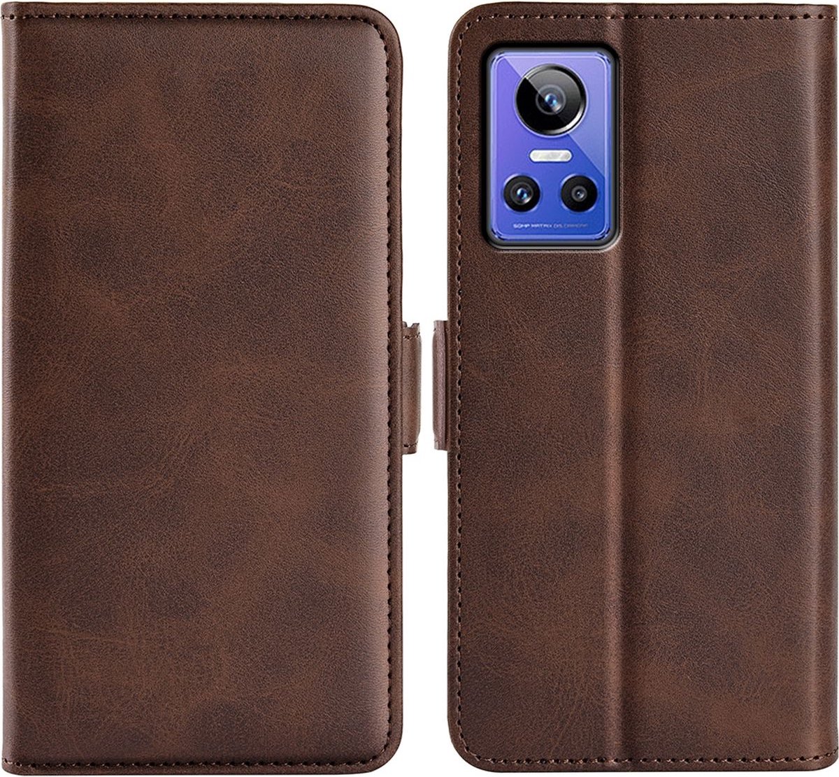 Mobigear Telefoonhoesje geschikt voor Realme GT Neo 3 Hoesje | Mobigear Slim Magnet Bookcase Portemonnee | Pasjeshouder voor 3 Pasjes | Telefoonhoesje voor Pinpas / OV Kaart / Rijbewijs - Bruin